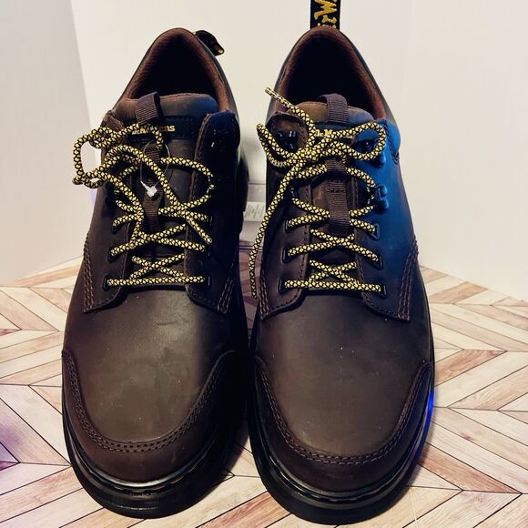 Dr. Martens Tarik Lo Leather Men’s 12 Dark Brown Crazy Horse Shoes Utility Hiker - Picture 3 of 8